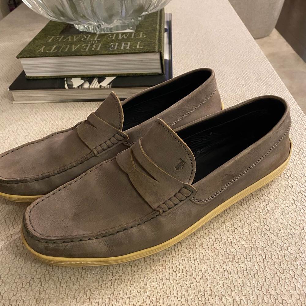 Tod's Taupe Loafers with Tan Sole